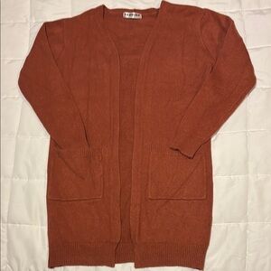 Rust Long Cardigan Pocket Sweater size S